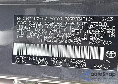2024 Toyota Crown Xle/Limited from USA, damaged, VIN JTDAAAAF6R3025653